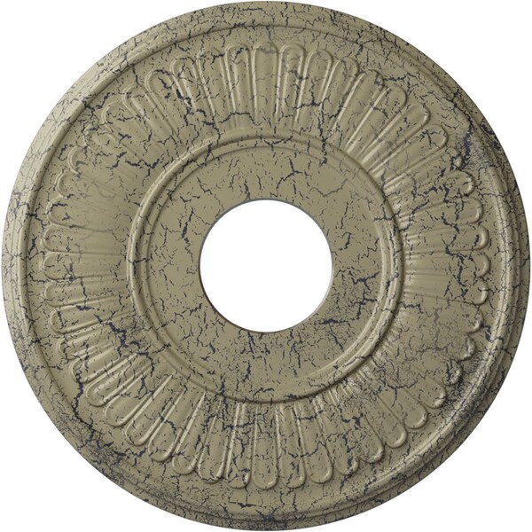 Ekena Millwork Berkshire Ceiling Medallion (Canopies up to 7"), 15 3/4"OD x 3 7/8"ID x 3/4"P, Castle Stone Crackle CM15BECSC - main